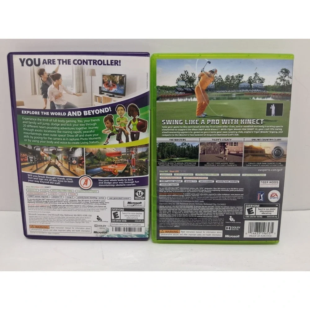 Xbox 360 Tiger Woods PGA Tour 13 & Kinect Adventures 2 Game Lot